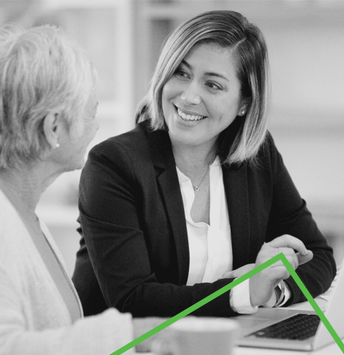 An advisor speaks with her client. 